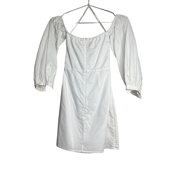 Superdown Dress Winebs XXS White Flynn Ruched Sleeve Mini Short Off The Shoulder - Picture 5 of 7